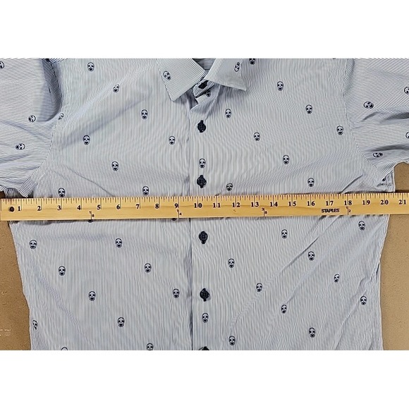 ROBERT GRAHAM YOUTH XL‎ (18-20) DRESS SHIRT AOP SKULLS, STRIPED, STRETCH - Picture 5 of 10